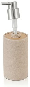Dispenser per sapone liquido Sahara, in resina beige con particolari in bamboo