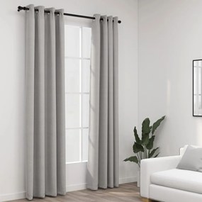 Tende Oscuranti Effetto Lino Con Occhielli 2pz 140x225cm Grigio /