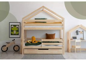 Letto da bambini di colore naturale con contenitore con rete inclusa 90x180 cm DMPB – Adeko