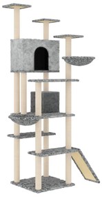 Albero per gatti con tiragraffi in sisal grigio chiaro 191 cm