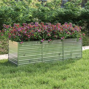 Letto Rialzato Giardino 240x80x77 Cm İn Acciaio Zincato Argento /