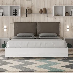 Letto con rete 160x190 cuscinatura similpelle cappuccino Egos Antea