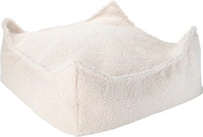 Pouf a sacco per bambini color crema con rivestimento in bouclé Square – Wigiwama