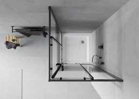 Mexen Rio cabina doccia quadrata 80 x 80 cm, fasce nere, nero + piatto doccia, bianco - 860-080-080-70-20-4510