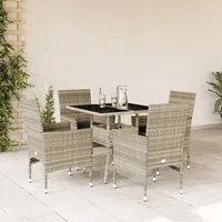 Set Pranzo da Giardino 5pz con Cuscini Polyrattan e Vetro 3278612