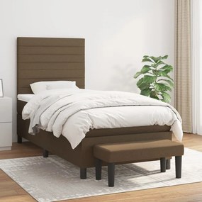 Giroletto A Molle Con Materasso Marrone Scuro 100x200cm Tessuto /