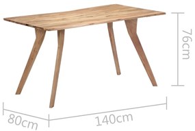 Tavolo da Pranzo 140x80x76 cm in Legno Massello di Acacia