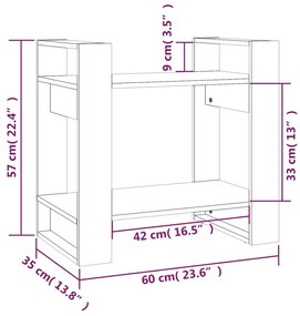 Libreria/Divisorio Bianco 60x35x57 cm in Legno Massello di Pino