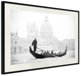 Poster Gondola a Venezia in Canal Grande  Cornice Quadri Cornice nera con pass-partout, Larghezza x Altezza Home decor 45x30