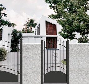 Cancello manuale battente Marmolada in ferro, apertura a sinistra, L 104.5, H 180-195 cm, di colore nero