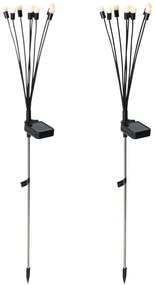 Lampada da esterno a palo nera incl. LED con solare e picchetto - Fire Fly