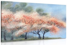 Stampa su tela – Alberi in fiore in acquerello