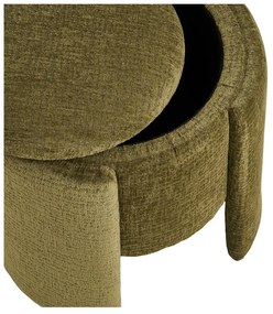 Poggiapiedi color kaki con rivestimento in ciniglia Walsdorf – House Nordic