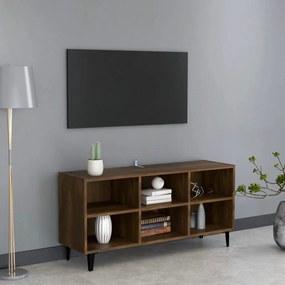 Mobile tv con gambe in metallo rovere marrone 103,5x30x50 cm