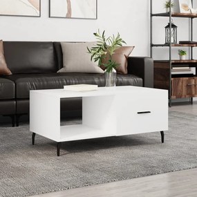 Tavolino Da Salotto Bianco 90x50x40 Cm İn Legno Multistrato /