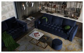 Divano letto in velluto blu Santo - Milo Casa