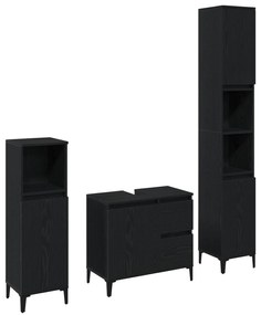 Set di mobili da bagno  set di 3 quercia nera legno ingengerizzato