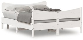 Letto Senza Materasso Bianco 135x190 Cm Legno Massello Di Pino /