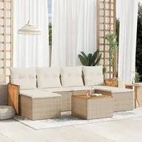 Set Divani da Giardino 7 pz con Cuscini Beige in Polyrattan 3227906