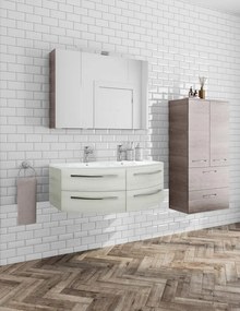 Mobile sottolavabo e lavabo Image per doppia vasca rovere bianco L 130 x H 48 x P 48 cm 2 cassetti
