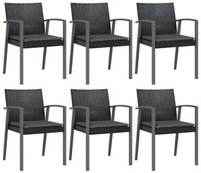 Set pranzo da giardino 7 pz con cuscini in polyrattan e acciaio