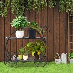 Costway Supporto per piante in metallo da giardino a 2 livelli, Scaffale portavasi per piante in stile parigino per patio