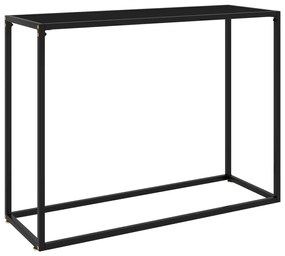 Tavolo Consolle Nero 100x35x75 Cm İn Vetro Temperato /