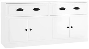 Credenze 2 pz Bianco Lucido in Legno Multistrato