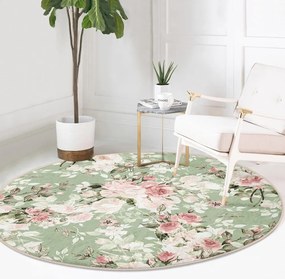 Tappeto rotondo lavabile verde chiaro adatto per aspirapolvere robot ø 120 cm Comfort - Mila Home