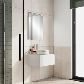 Mobile da bagno sospeso Step Liscio con top L 60.3 x H 30 x P 46 cm bianco, 1 cassetto, lavabo non incluso