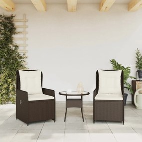 Sedie da giardino reclinabili 2 pz marrone polyrattan