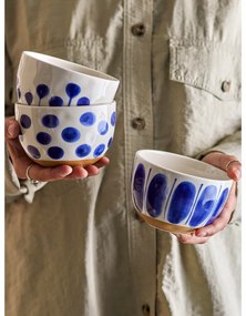 Ciotoline in set bianche/blu in gres 3 pz 500 ml Linora – Bloomingville