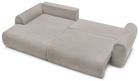 Divano angolare in grigio chiaro/beige allungabile (con penisola a sinistra) con rivestimento in velluto a coste Lucien – Bobochic Paris