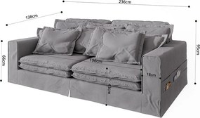 Divano grigio chiaro 236 cm Nora – Ropez