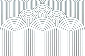 Carta da parati – Motivo arcobaleno bianco-blu Mid-Century