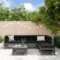 Set Divani da Giardino 7pz con Cuscini in Legno Massello Grigio 3185978