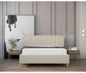Letto matrimoniale imbottito beige con spazio contenitivo e rete 180x200 cm Noto - Maison de Rêve