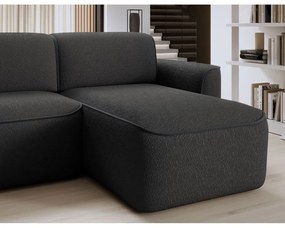 Divano angolare color antracite (con penisola a destra/con chaise lounge) e rivestimento in bouclé Ume – ELTAP