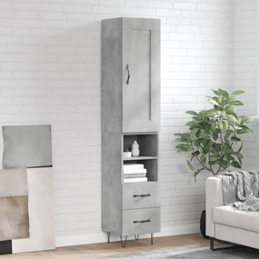Credenza Grigio Cemento 34,5x34x180 Cm İn Legno Multistrato /