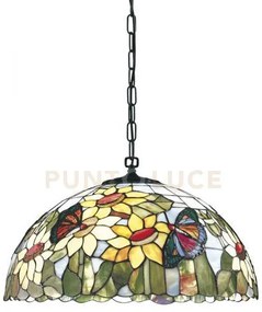 Sunflower sospensione 1 luce con catena tiffany farfalle d.45cm a...