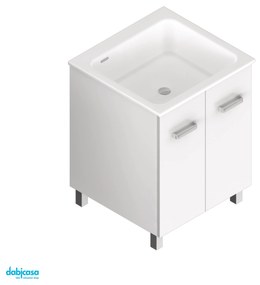 Xilon "Nanco" Lavatoio Da Terra 60x60 C/Cassa Bianco Opaco e Frontale Bianco Lucido