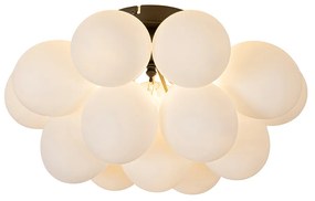 Lampada da soffitto art deco nera con vetro opalino a 4 luci - Uvas