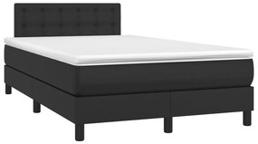 Letto A Molle Con Materasso E Led Nero 120x190 Cm İn Similpelle /