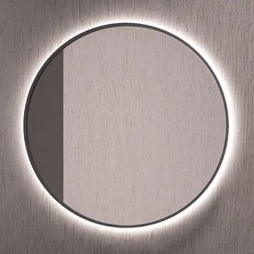 Kamalu - Specchio tondo led retroilluminato 80 cm cornice nera | KAM-S8000N