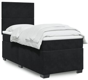 Giroletto A Molle Con Materasso Nero 90x190 Cm İn Velluto /
