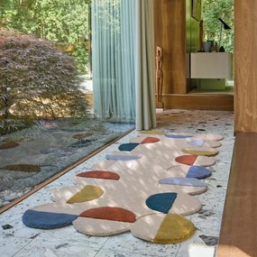 Passatoia beige in lana tessuta a mano 80x230 cm Mia Scallop Frame – Flair Rugs