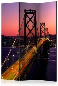 Paravento separè Serata incantevole a San Francisco (3-parti) - tramonto e ponte
