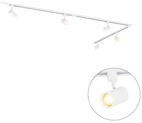 Sistema di illuminazione a binario Smart bianco monofase a 5 luci con Wifi GU10 - Iconic Jeana