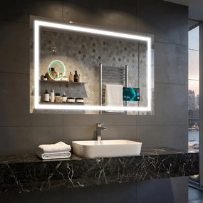 Specchio bagno LED rettangolare L15 su misura retroilluminato design Artforma