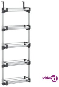 vidaXL Organizzatore per Porta con 5 Ripiani 52x20x135 cm in Alluminio